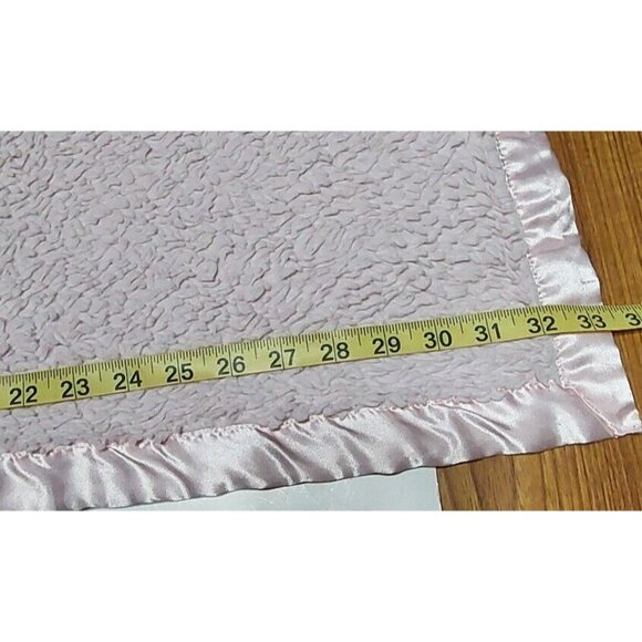 Baby Baby Blanket Satin Trim Pink & Brown Lovey 29x31 - Picture 6 of 9